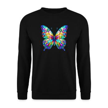 Schmetterling - Unisex Pullover - Schwarz - Vorne - Alina (178cm) & Michal (187cm)
