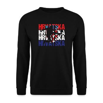Hrvatska Kroatien Fußball - Unisex Pullover - Schwarz - Vorne - Alina (178cm) & Michal (187cm)