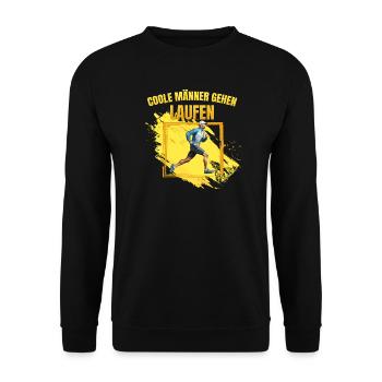 Coole Männer gehen Laufen - Unisex Pullover - Schwarz - Vorne - Alina (178cm) & Michal (187cm)