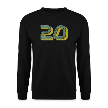 20. 20 JAHRE. 20-JÄHRIGES JUBILÄUM. 20-JÄHRIGES JUBILÄUM. - Unisex Pullover - Schwarz - Vorne - Alina (178cm) & Michal (187cm)