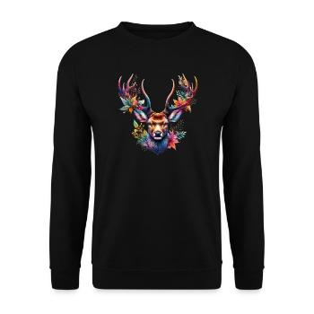 Hirsch - Unisex Pullover - Schwarz - Vorne - Alina (178cm) & Michal (187cm)