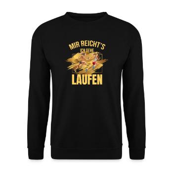 Mir reicht's, ich gehe Laufen - Unisex Pullover - Schwarz - Vorne - Alina (178cm) & Michal (187cm)