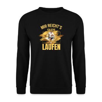 Mir reicht's, ich gehe Laufen - Unisex Pullover - Schwarz - Vorne - Alina (178cm) & Michal (187cm)