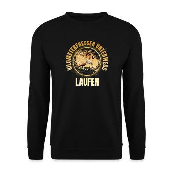 Kilometerfresser unterwegs - Unisex Pullover - Schwarz - Vorne - Alina (178cm) & Michal (187cm)