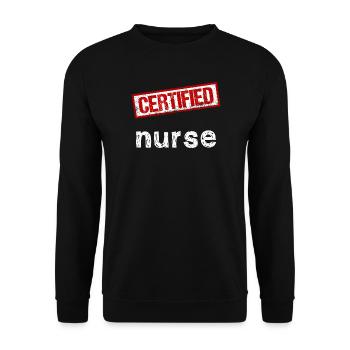 Krankenschwester - Unisex Pullover - Schwarz - Vorne - Alina (178cm) & Michal (187cm)