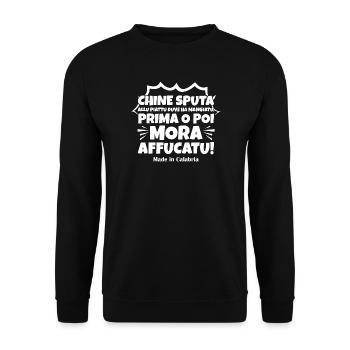 Kalabrien T-Shirt Kalabrisches Sprichwort T-Shirt - Unisex Pullover - Schwarz - Vorne - Alina (178cm) & Michal (187cm)