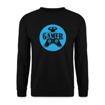 gamer fitness controller icon logo team gaming - Unisex Sweatshirt - black - Front - Alina (178cm) & Michal (187cm)