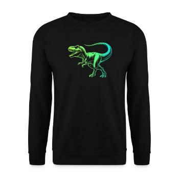 dinosaure tyrannosaure rex, t-rex vert bleu - Sweat-shirt Unisexe - noir - Devant - Alina (178cm) & Michal (187cm)