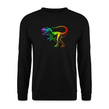 dinosaure tyrannosaure rex, t-rex arc-en-ciel - Sweat-shirt Unisexe - noir - Devant - Alina (178cm) & Michal (187cm)