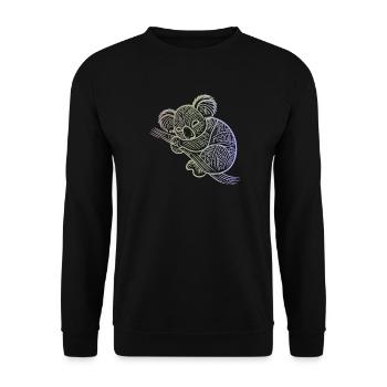 Koala in Aborigine-Mustern, Stammesmuster - Unisex Pullover - Schwarz - Vorne - Alina (178cm) & Michal (187cm)