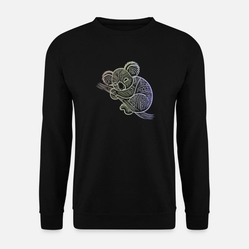 Koala in Aborigine-Mustern, Stammesmuster - Unisex Pullover - Schwarz