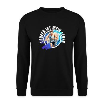 Laufen ist mein Leben - Unisex Pullover - Schwarz - Vorne - Alina (178cm) & Michal (187cm)