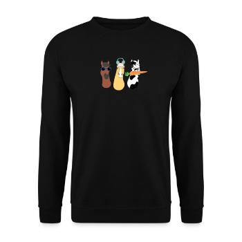 Funky Tierdesign mit bunten Accessoires - Unisex Pullover - Schwarz - Vorne - Alina (178cm) & Michal (187cm)
