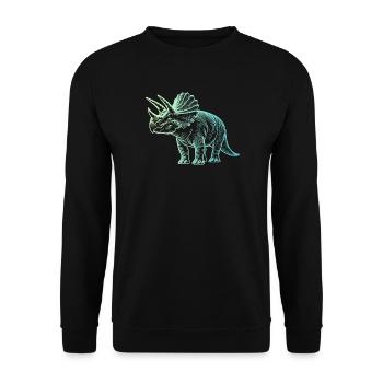 Dessin de dinosaure triceratops dégradé bleu vert - Sweat-shirt Unisexe - noir - Devant - Alina (178cm) & Michal (187cm)