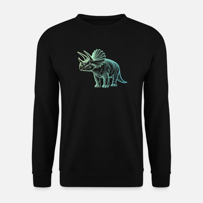 Triceratops Dinosaur Drawing Gradient Blue Green - Unisex Sweatshirt - black