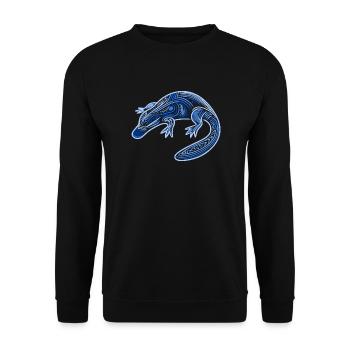 Schnabeltier, Aborigine-Motive, Stammesblau, - Unisex Pullover - Schwarz - Vorne - Alina (178cm) & Michal (187cm)