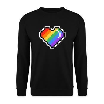 Cœur arc-en-ciel Pixel - Sweat-shirt Unisexe - noir - Devant - Alina (178cm) & Michal (187cm)
