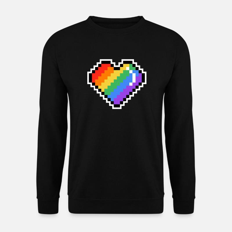 Pixel Regenbogenherz - Unisex Pullover - Schwarz