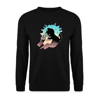 Kawaii Cat with Bubble Tea Cute Sweet Kitty - Unisex Sweatshirt - black - Front - Alina (178cm) & Michal (187cm)