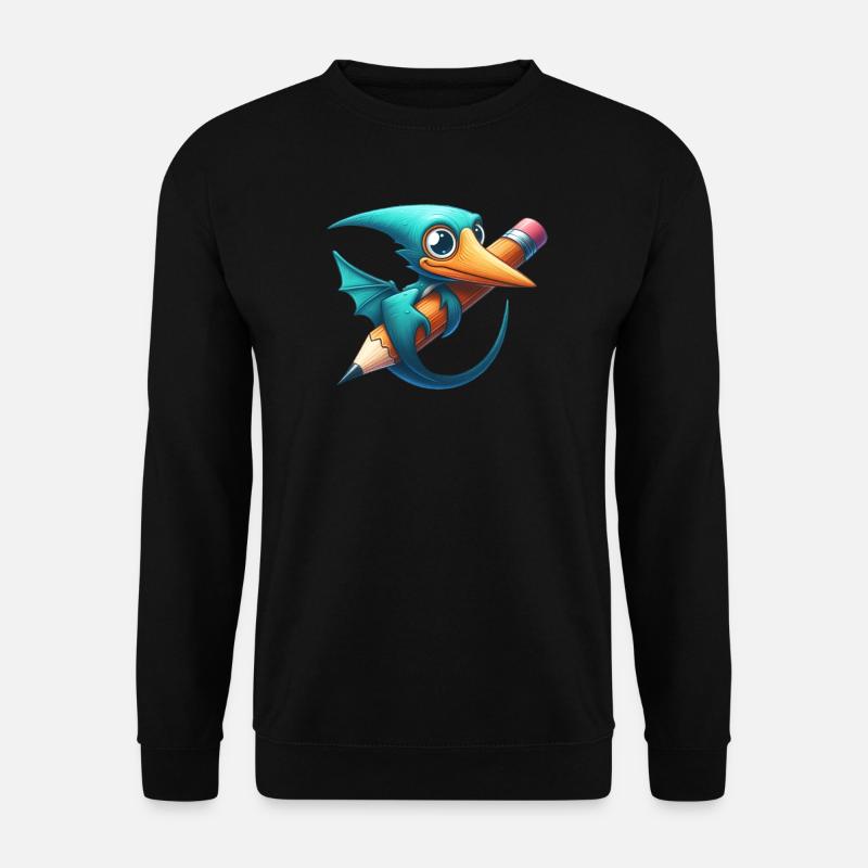Pterodactyl Pencil Kawaii Pterosaur Dino - Unisex Sweatshirt - black