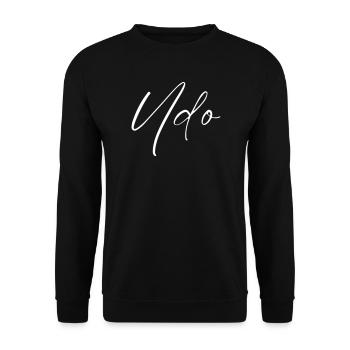 Udo Name with U Boy's Name Birth Baby Shower Boy - Unisex Sweatshirt - black - Front - Alina (178cm) & Michal (187cm)