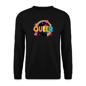 Coloré Queer Typo Mois de la fierté Égalité des droits LGBTQ - Sweat-shirt Unisexe - noir - Devant - Alina (178cm) & Michal (187cm)