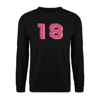 18. 18 JAHRE ALT. 18. JAHRESTAG. 18. GEBURTSTAG. - Unisex Pullover - Schwarz - Vorne - Alina (178cm) & Michal (187cm)