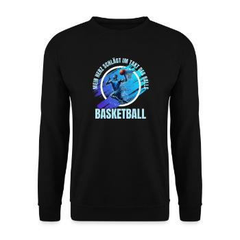 Basketball: Mein Herz schlägt im Takt des Balls - Unisex Pullover - Schwarz - Vorne - Alina (178cm) & Michal (187cm)