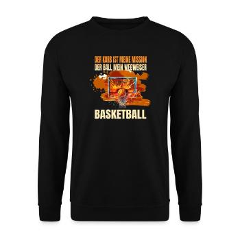 Der Korb ist meine Mission-Der Ball mein Wegweiser - Unisex Pullover - Schwarz - Vorne - Alina (178cm) & Michal (187cm)