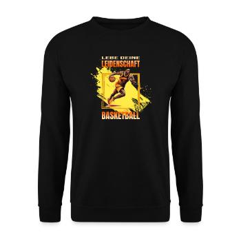 Basketball: Lebe deine Leidenschaft - Unisex Pullover - Schwarz - Vorne - Alina (178cm) & Michal (187cm)