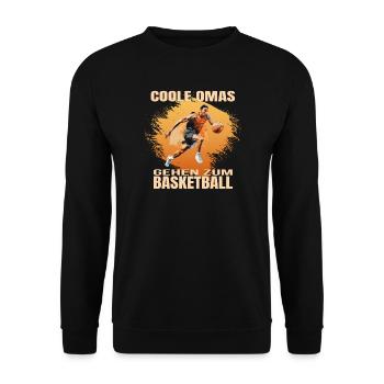 Coole Omas gehen zum Basketball - Unisex Pullover - Schwarz - Vorne - Alina (178cm) & Michal (187cm)