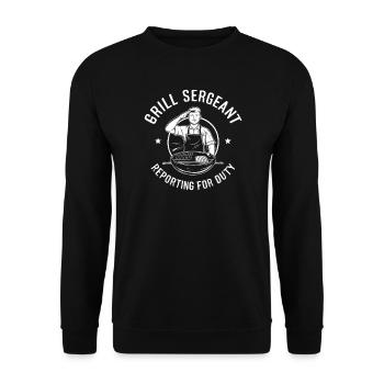 Grill Sergeant Reporting For Duty BBQ - Unisex Sweatshirt - black - Front - Alina (178cm) & Michal (187cm)