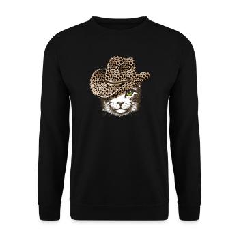 Portrait of a cat with a leopard look hat - Unisex Sweatshirt - black - Front - Alina (178cm) & Michal (187cm)
