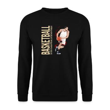 Der Korb ist unsere Mission,der Ball unser Kompass - Unisex Pullover - Schwarz - Vorne - Alina (178cm) & Michal (187cm)