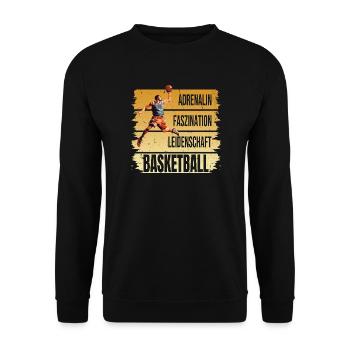 Adrenalin - Faszination - Leidenschaft -Basketball - Unisex Pullover - Schwarz - Vorne - Alina (178cm) & Michal (187cm)