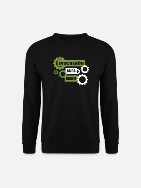 Inschenör ba da Oabeit, Ingenieur bei der Arbeit - Unisex Pullover - Schwarz
