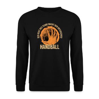 Handball:Der Geist des Teams macht den Unterschied - Unisex Pullover - Schwarz - Vorne - Alina (178cm) & Michal (187cm)