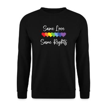 LGBTQ Pride Month - Gleiche Liebe, gleiche Rechte - Unisex Pullover - Schwarz - Vorne - Alina (178cm) & Michal (187cm)
