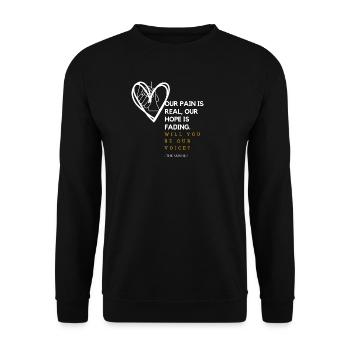 Unser Schmerz ist real, unsere Hoffnung schwindet - Unisex Pullover - Schwarz - Vorne - Alina (178cm) & Michal (187cm)