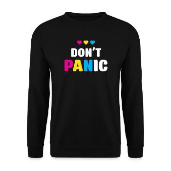LGBT Pride Month - Keine Panik - Unisex Pullover - Schwarz - Vorne - Alina (178cm) & Michal (187cm)
