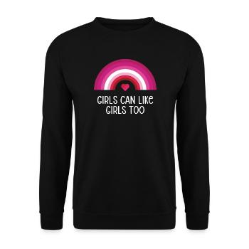 Mois de la fierté LGBT - Les filles peuvent aussi aimer les filles - Sweat-shirt Unisexe - noir - Devant - Alina (178cm) & Michal (187cm)