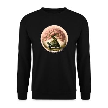 Turtle with a bonsai on its carapace - Unisex Sweatshirt - black - Front - Alina (178cm) & Michal (187cm)