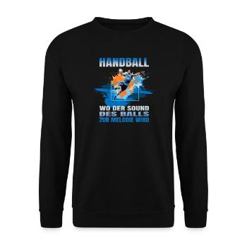 Handball: Wo der Sound des Balls zur Melodie wird - Unisex Pullover - Schwarz - Vorne - Alina (178cm) & Michal (187cm)