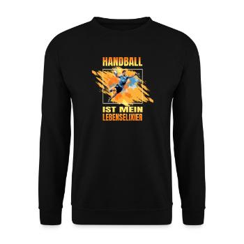 Handball ist mein Lebenselixier - Unisex Pullover - Schwarz - Vorne - Alina (178cm) & Michal (187cm)
