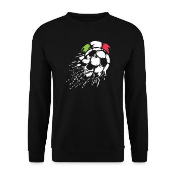 Fußball Team Italien Illustration Ball Explosion - Unisex Pullover - Schwarz - Vorne - Alina (178cm) & Michal (187cm)