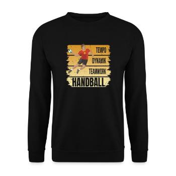 Tempo - Dynamik - Teamwork - Handball - Unisex Pullover - Schwarz - Vorne - Alina (178cm) & Michal (187cm)
