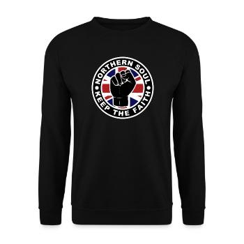 Northern Soul - Keep The Faith - Union Jack - Unisex Sweatshirt - black - Front - Alina (178cm) & Michal (187cm)