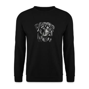 Rottweiler head, geometric art, black and white - Unisex Sweatshirt - black - Front - Alina (178cm) & Michal (187cm)