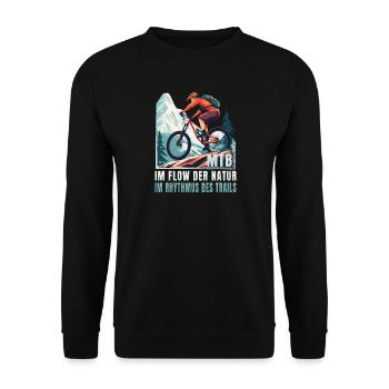 MTB: Im Flow der Natur im Rhythmus des Trails - Unisex Pullover - Schwarz - Vorne - Alina (178cm) & Michal (187cm)