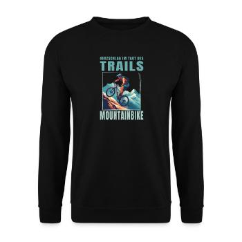 Herzschlag im Takt des Trails - Unisex Pullover - Schwarz - Vorne - Alina (178cm) & Michal (187cm)